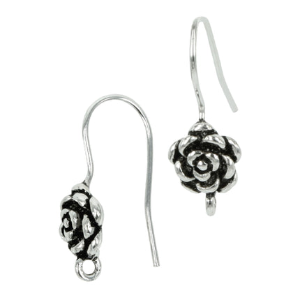 Earwires with Flower Base in Sterling Silver 20x7.3mm