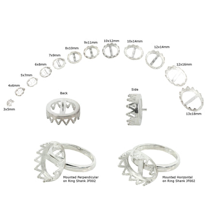 Jeweller Ring Peg Setting Gallery Style Oval Bezel