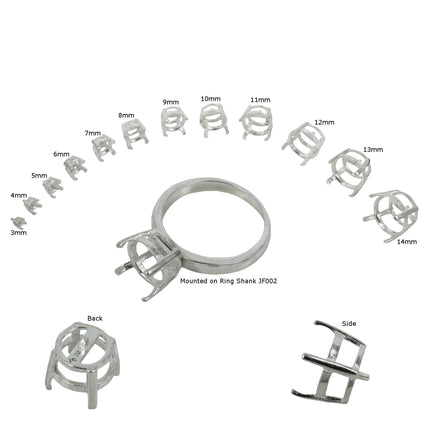 Jeweller Ring Peg Setting Basket Style Four-Prong Round