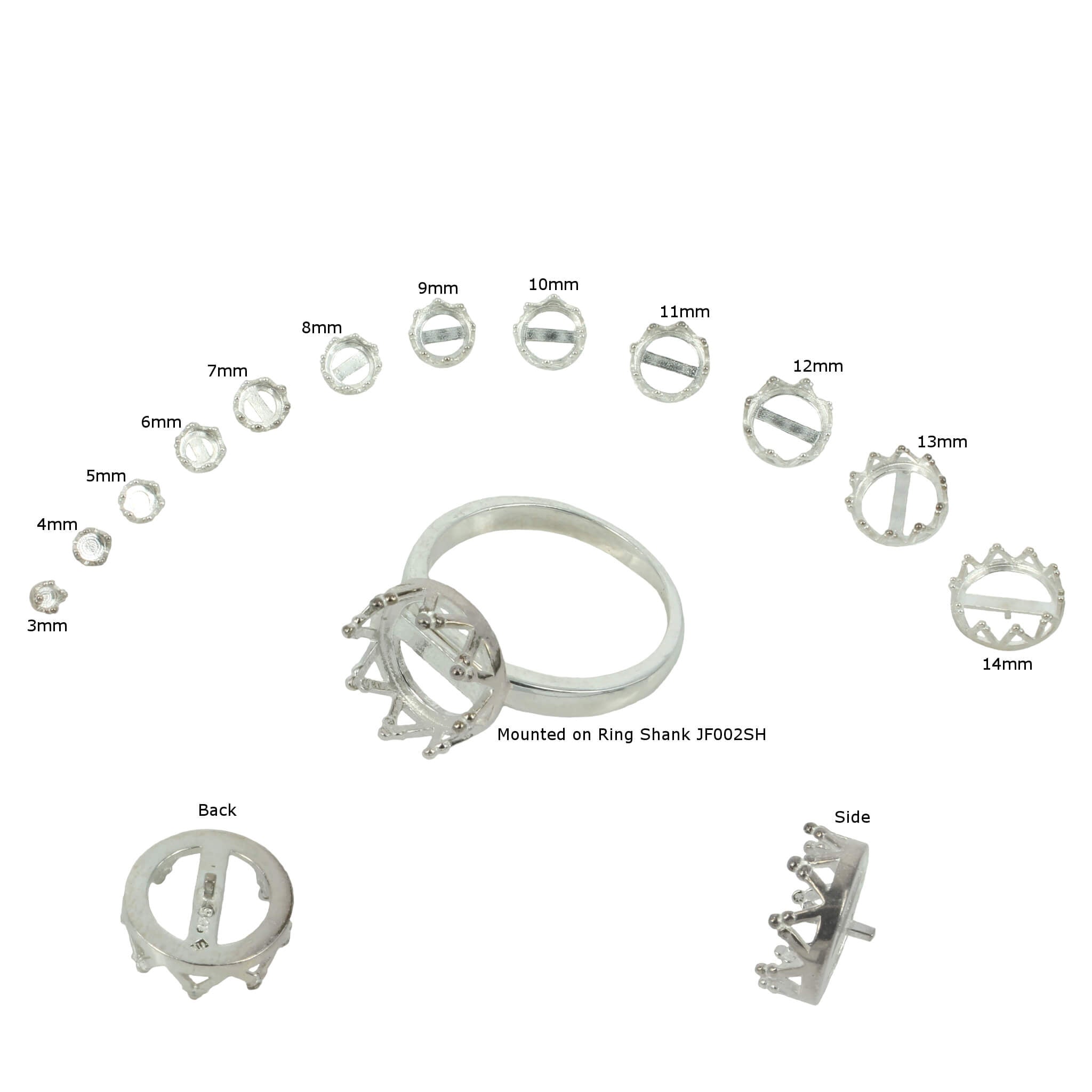 Jeweller Ring Peg Setting Gallery Style Round Bezel