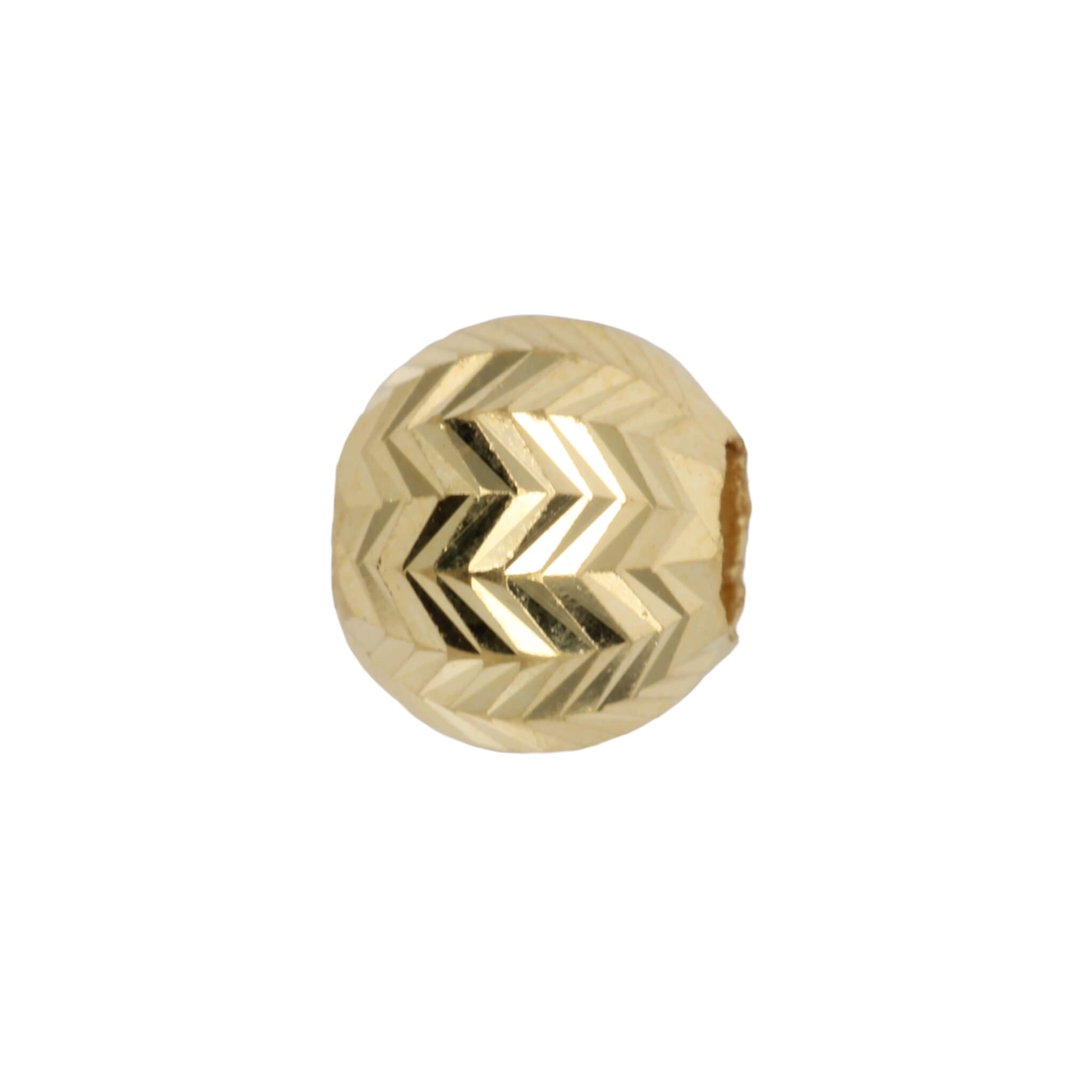 18Kt Gold 6mm Bead with Laser-Etched Patterned Surface