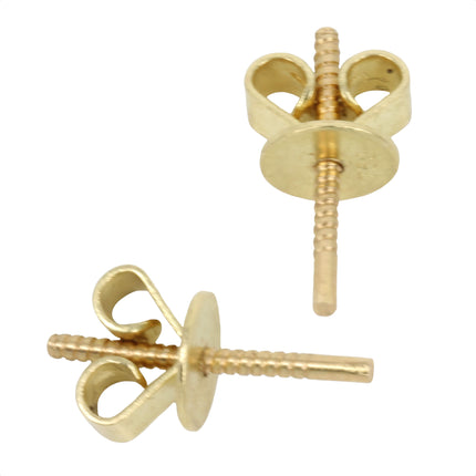 18Kt Gold Earring Post with Screw-on Scroll-Back