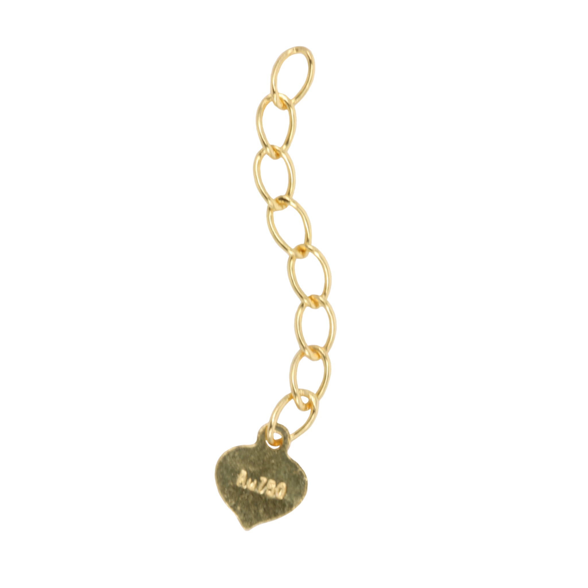 18Kt Gold Extension Chains with Tag 30mm long, 2.1mm curb chain