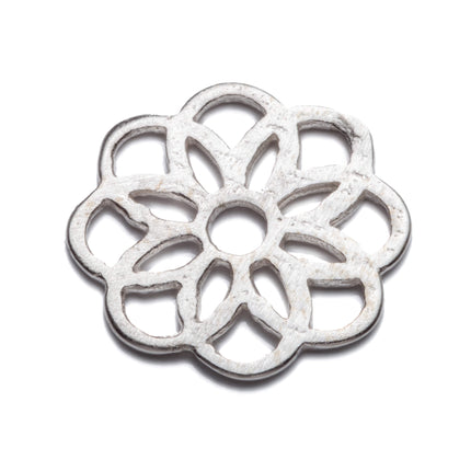Flower Plate Charm in Sterling Silver 11.9x11.9mm
