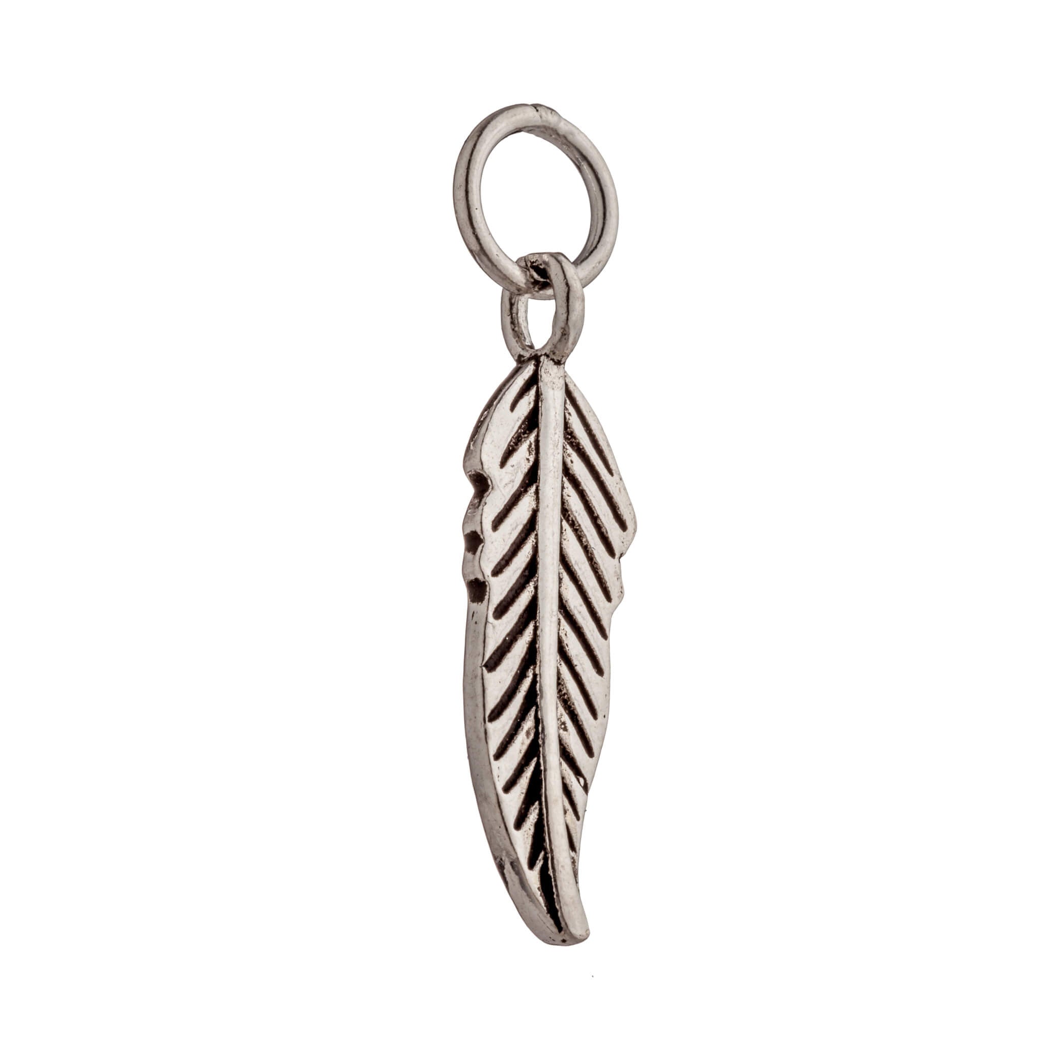 Leaf Charm in Antique Sterling Silver 23.1x6.1x1.2mm