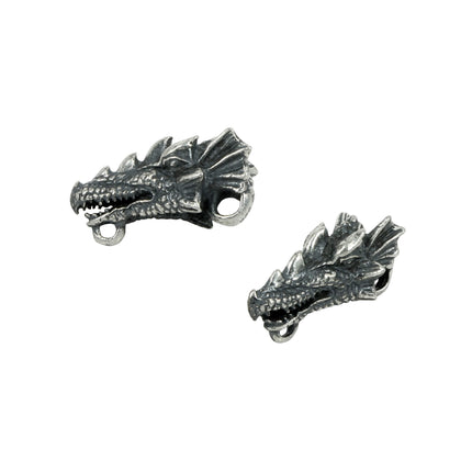 Dragon Charm Connector in Antique Sterling Silver 24x13mm