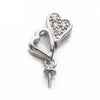 Hearts Cup & Peg Bail with CZ in Rhodium Plated Sterling Silver 19.7x7.3x3.7mm