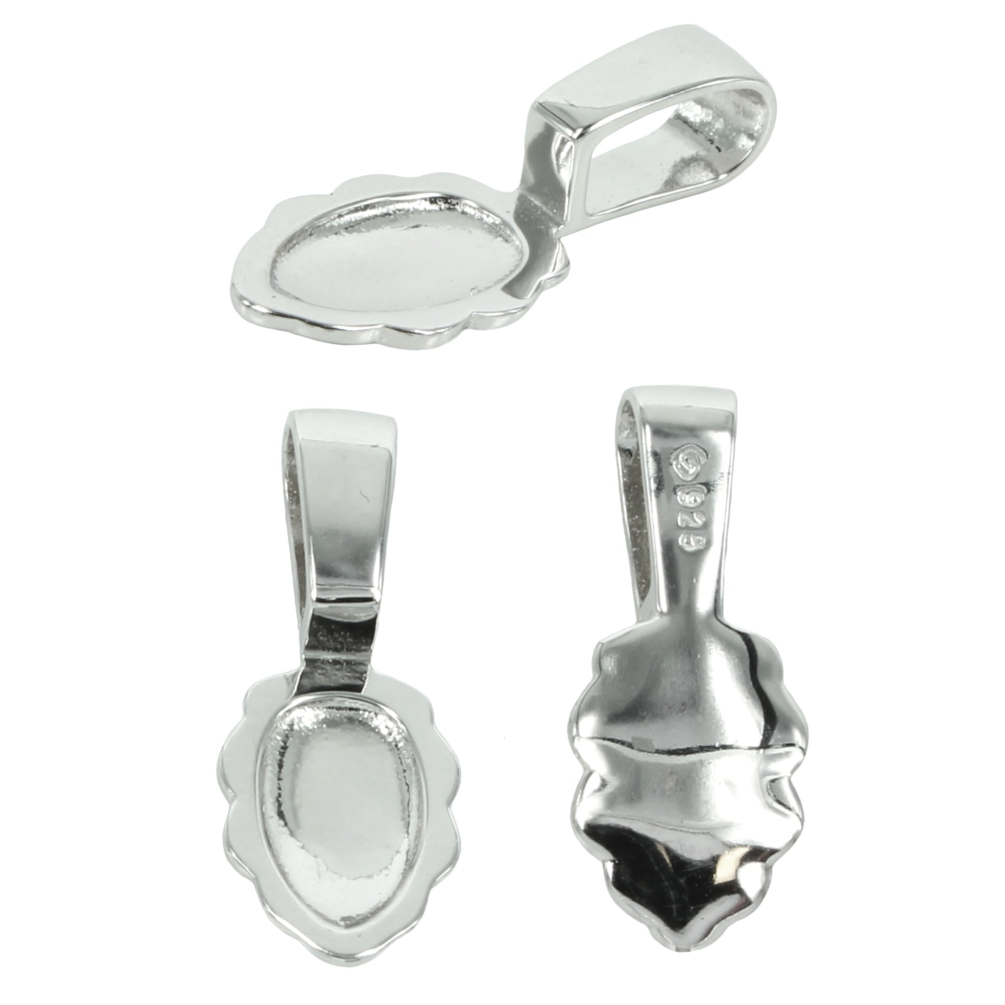 Scalloped Leaf Glue-on Bails in Sterling Silver