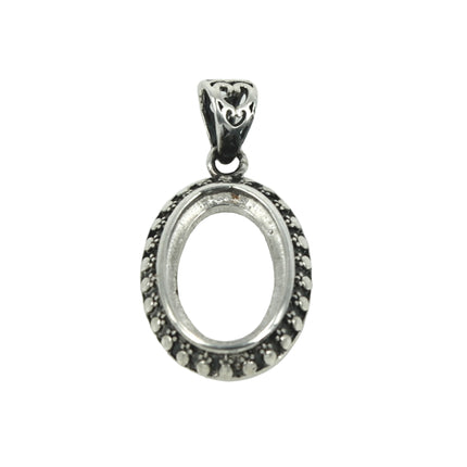 llery Motif Framed Oval Pendant with Soldered Loop and Bail in Sterling Silver 10x14mm