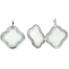 Quatrefoil Glass Locket Pendant with Soldered Bail in Sterling Silver 20x20mm