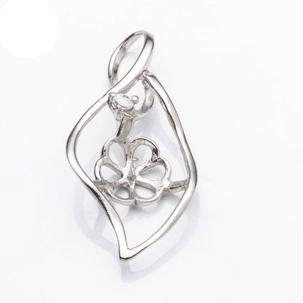 Pendant with Cubic Zirconia Inlays and Cup and Peg Mounting in Sterling Silver 8mm