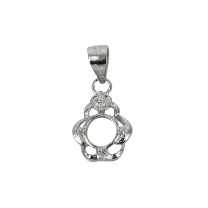 Flower Pendant with Loop and Bail in Sterling Silver 5mm