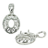 Fleur-de-Lys Halo Pendant in Sterling Silver for 6x8mm Stones