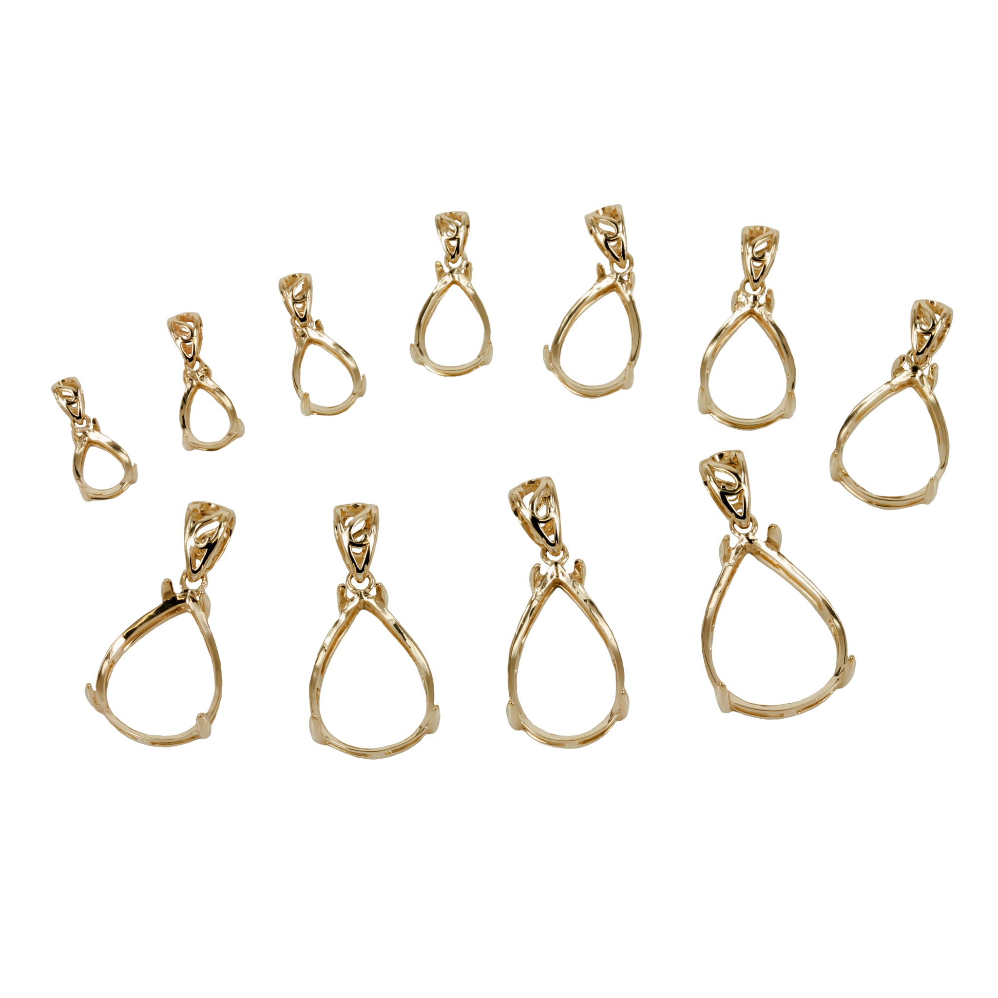 Pear Shallow Basket Cabochon Pendant Setting in 14K Yellow Gold Vari