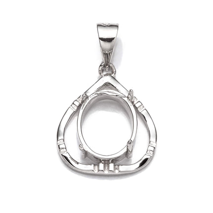 Pear Pendant with Oval Mounting and Bail in Sterling Silver 7x9mm