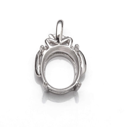 Oval Pendant with Oval Mounting in Sterling Silver 9x11mm