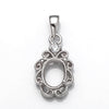 Swirls Pendant with Oval Mounting and Bail in Sterling Silver for 7x9mm Stones