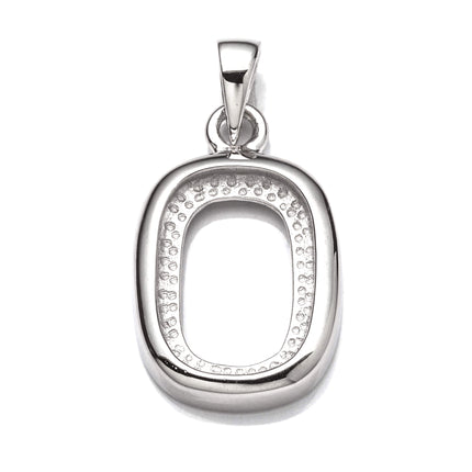 Rectangular Pendant with Rectangular Bezel Mounting and Bail in Sterling Silver 10x14mm