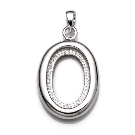 Oval Pendant with Oval Bezel Mounting and Bail in Sterling Silver 12x19mm