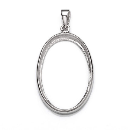 Pendant with Oval Bezel Mounting and Bail in Sterling Silver 18x27mm