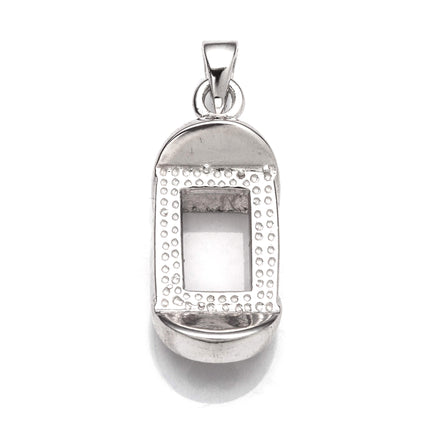 Rectangular Pendant with Rectangular Bezel Mounting and Bail in Sterling Silver 10x17mm