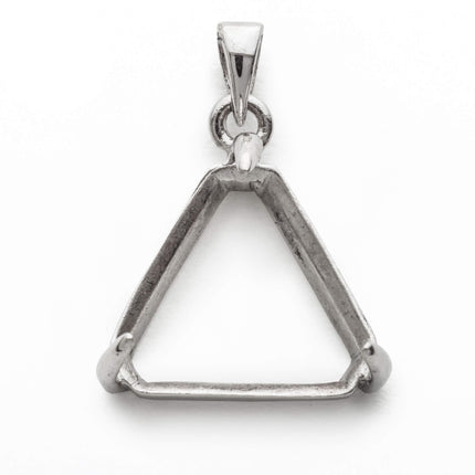 Triangular Pendant with Triangular Mounting and Bail in Sterling Silver 14x14mm
