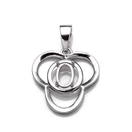 Pendant with Oval Prong Mounting and Bail in Sterling Silver for 4x6mm Stones