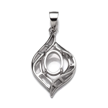 Pear Pendant with Oval Mounting and Bail in Sterling Silver 6x8mm