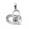 Heart Pendant with Cubic Zirconia Inlays and Cup and Peg Mounting and Bail in Sterling Silver 6mm
