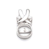 Oval Pendant with Cubic Zirconia Inlays and Cup and Peg Mounting in Sterling Silver 8mm