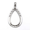 Pear Pendant with Pear Shape Mounting and Bail in Sterling Silver 17x27mm