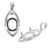 Biconvex Pendant with Oval Setting and Bail in Sterling Silver for 8x10mm Oval stones