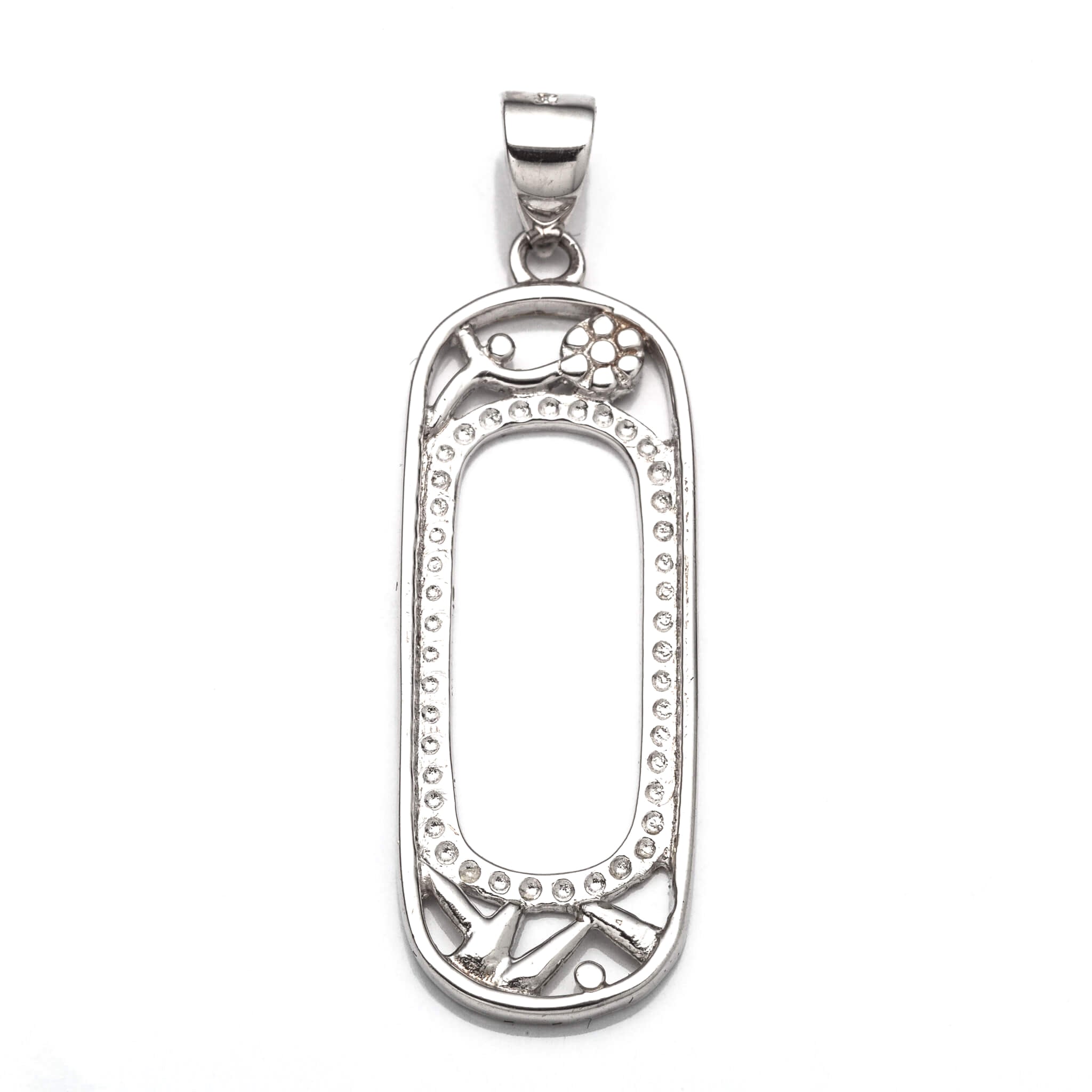 Rectangular Pendant with Rectangular Bezel Mounting and Bail in Sterling Silver 10x20mm