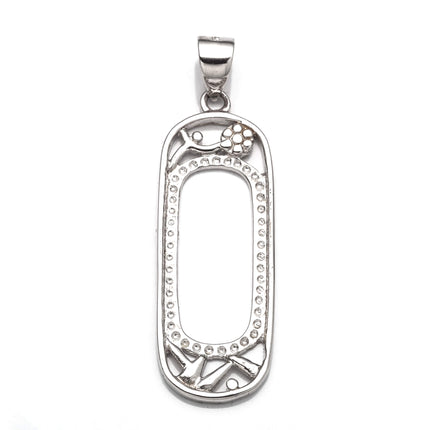 Rectangular Pendant with Rectangular Bezel Mounting and Bail in Sterling Silver 10x20mm