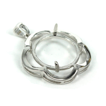 Pendant with Round Mounting and Bail in Sterling Silver 17mm