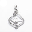Pear Pendant with Cubic Zirconia Inlays and Cup and Peg Mounting and Bail in Sterling Silver 9mm
