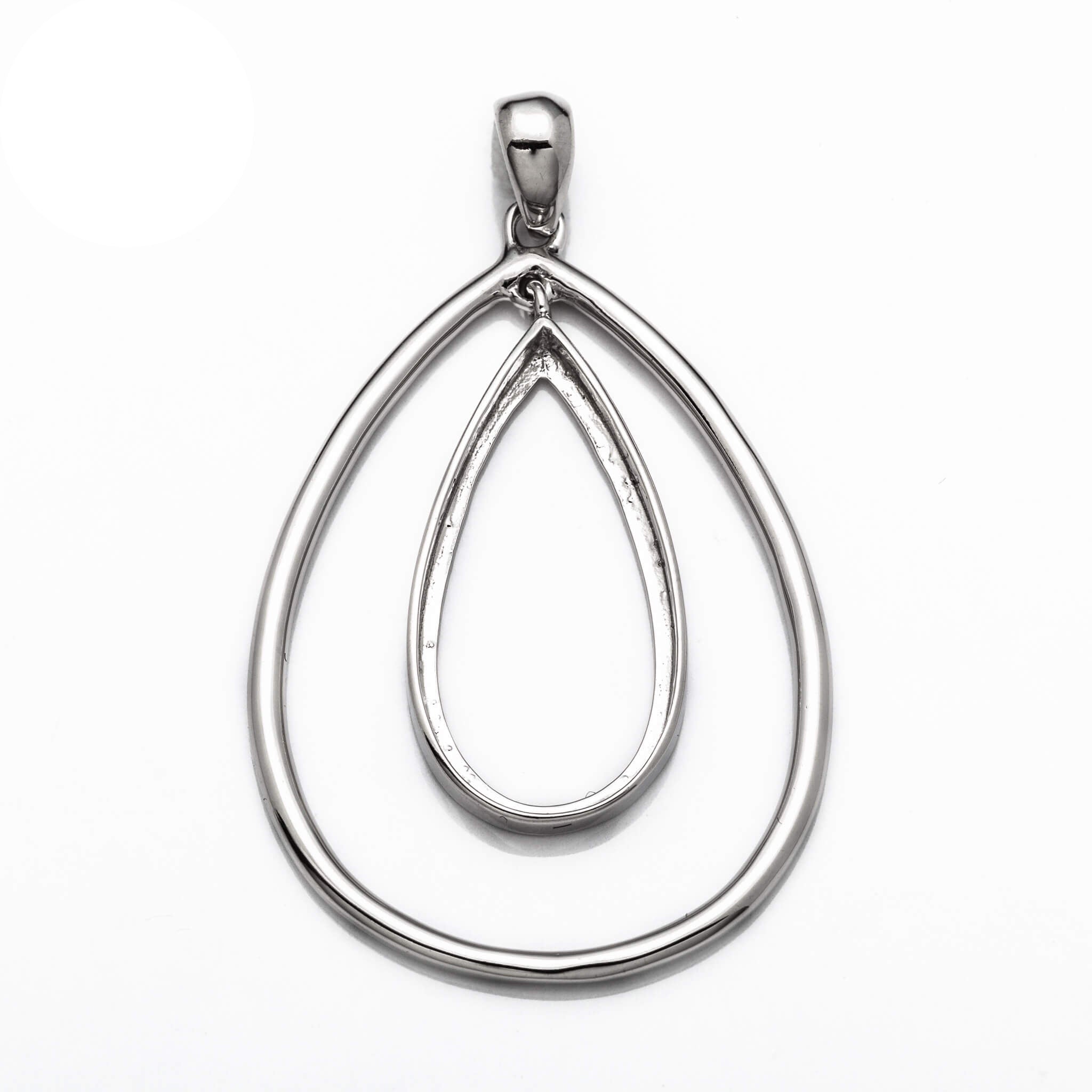 Pear Pendant with Pear Shape Bezel Mounting and Bail in Sterling Silver for 11x22mm Stones