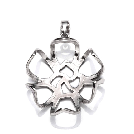 Floral Pendant with Round Bezel Mounting and Bail in Sterling Silver 18mm