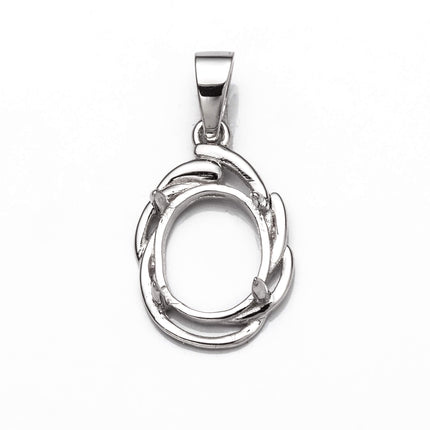 Pendant with Oval Mounting and Bail in Sterling Silver 8x10mm