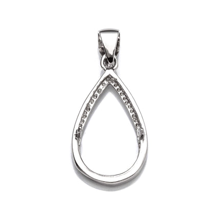 Pendant with Pear Shape Mounting and Bail in Sterling Silver for 10x16mm Stones