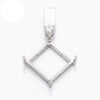 Diamond Pendant Setting with Diamond Shape Bezel Mounting including Bail in Sterling Silver 12x12mm