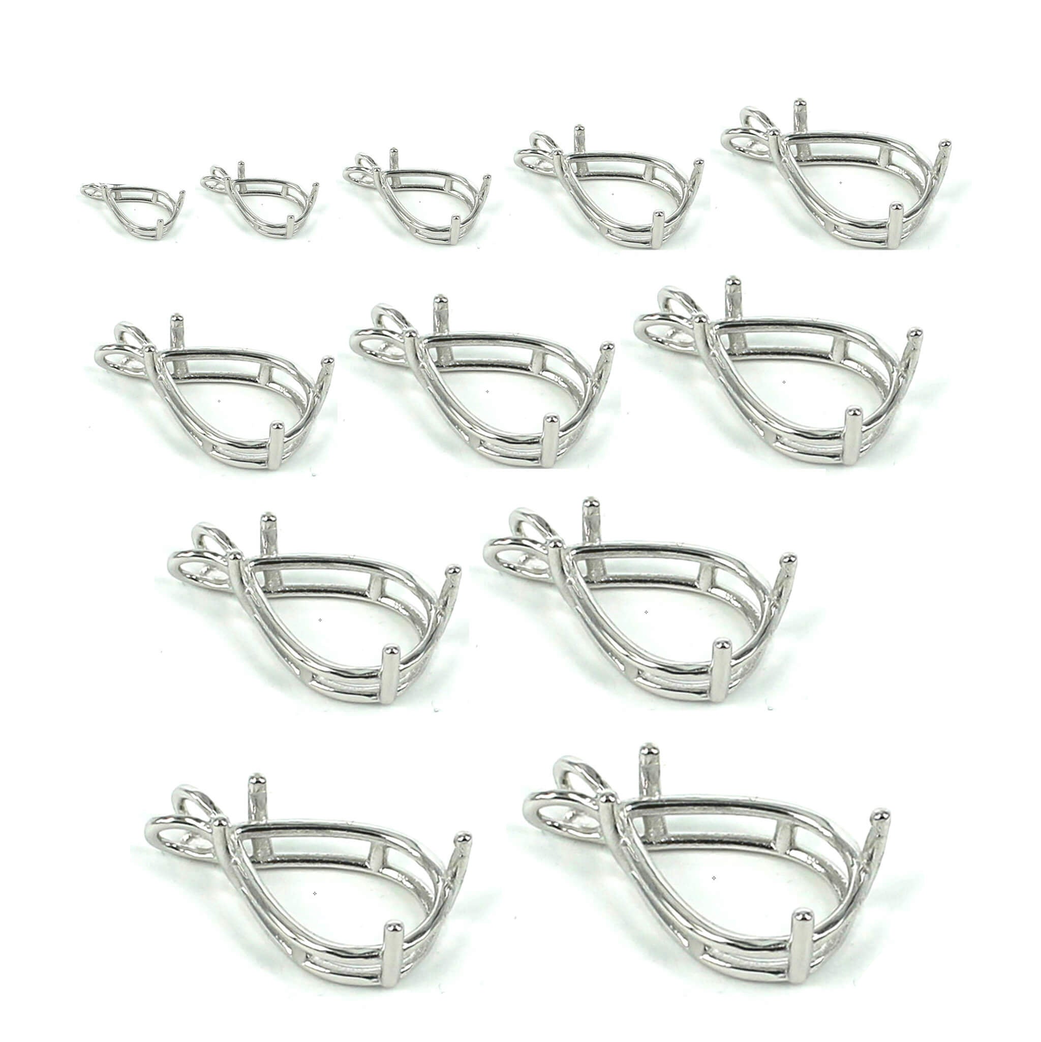 Basket Pendant Setting with Deep Pear Prongs Mounting including Split