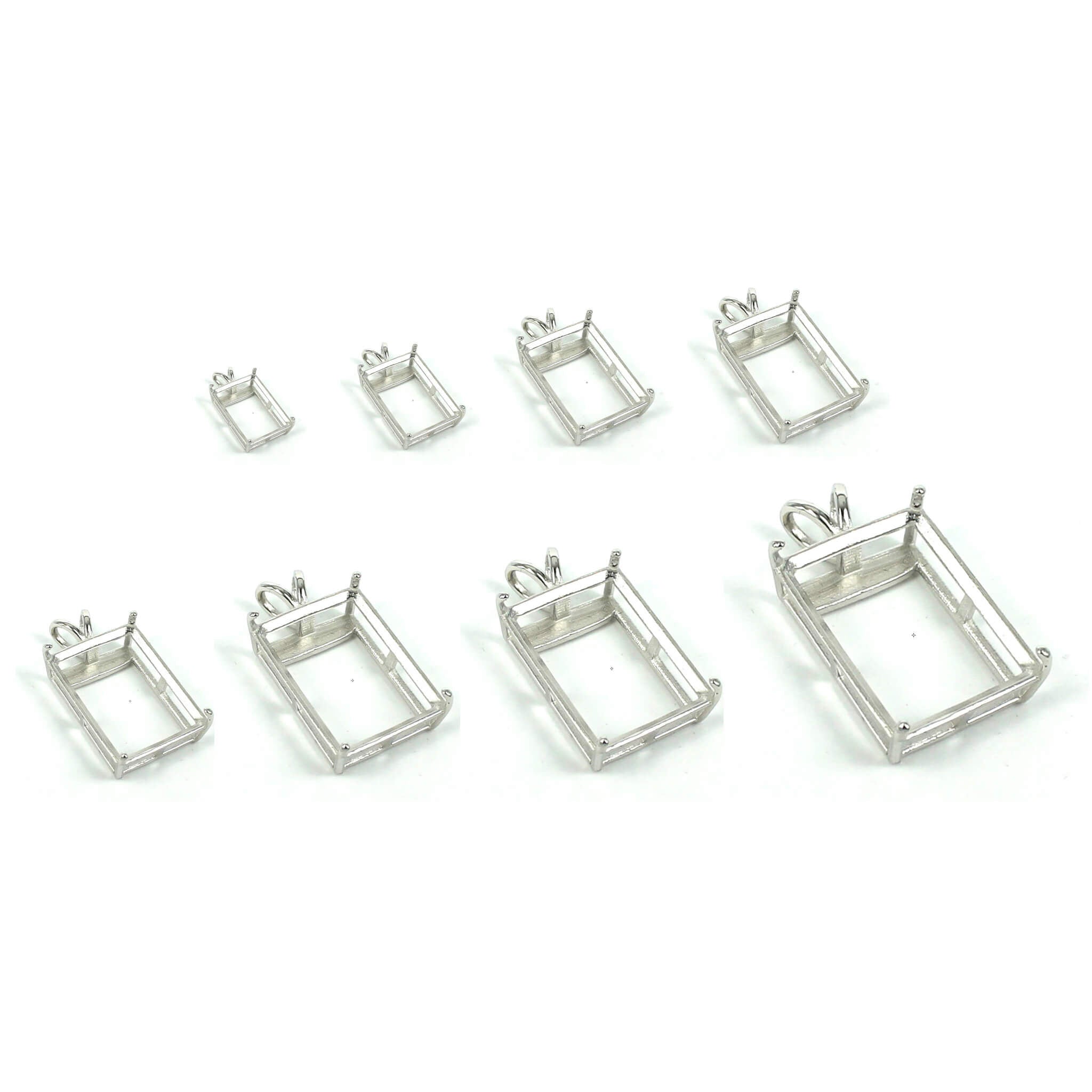 Basket Pendant with Deep Rectangular Mounting in Sterling Silver