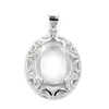 Oval pendant set with Cubic Zirconia inlays, with loop and bail 17x28mm
