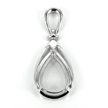 Pear shaped pendant with soldered loop and bail in sterling silver 14.25x36mm