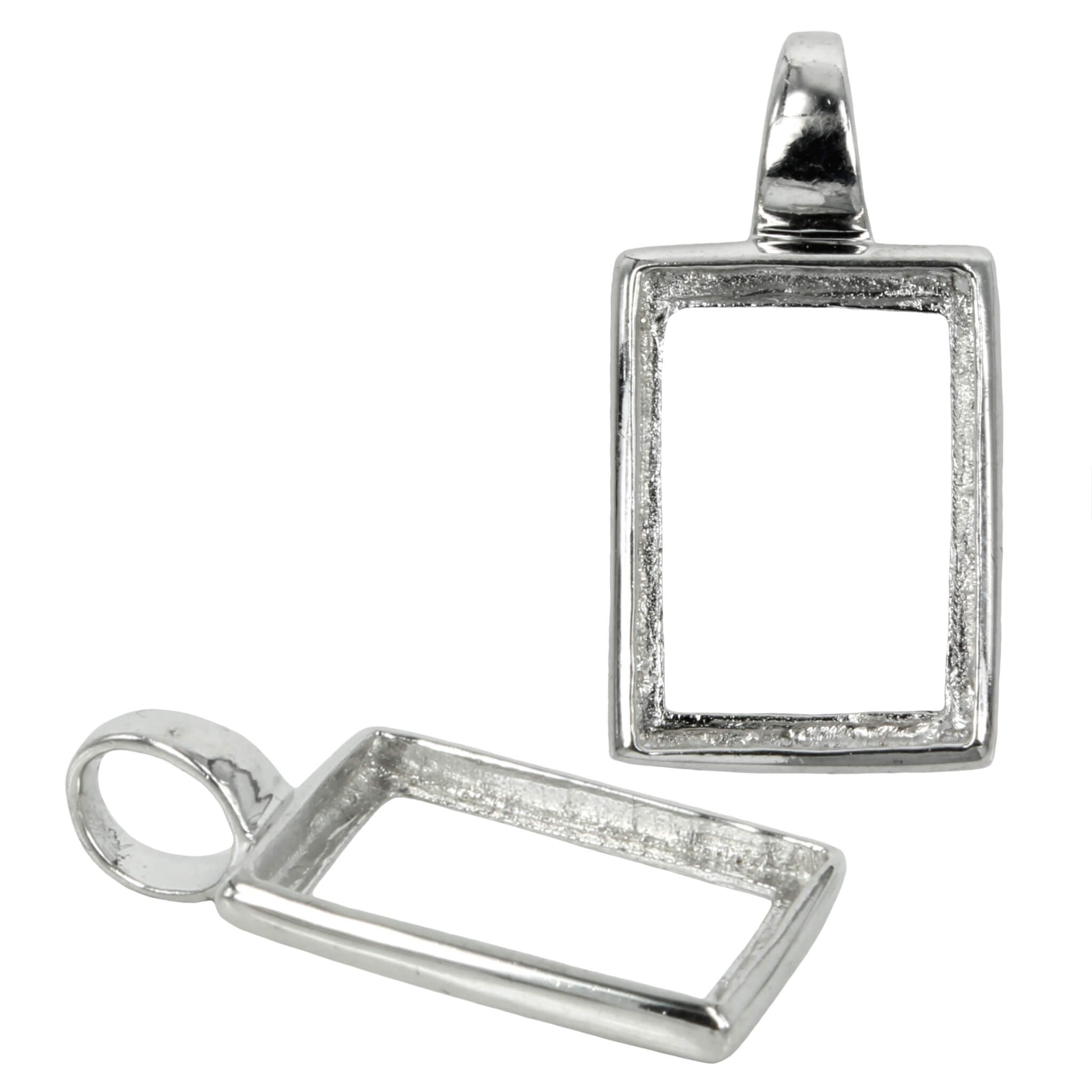 Rectangular Pendant with Rectangular Bezel Mounting in Sterling Silver for 12x17mm Cabochons