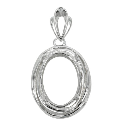 Oval Nested Loops Pendant with Soldered Loop and Bail in Sterling Silver 10x14mm