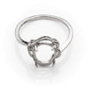 Dolly Cross-Over Ring with Cubic Zirconia Inlays and Oval Prongs Mounting in Sterling Silver 8x9mm