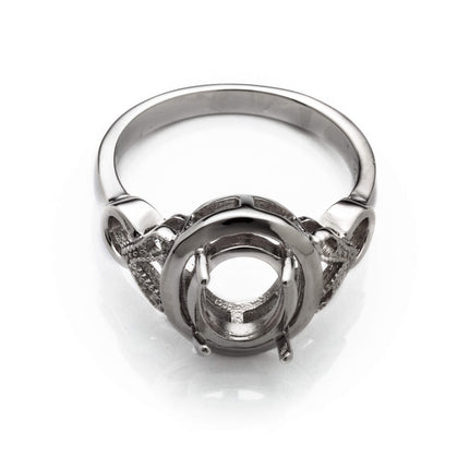 Granular Layered Ring with Oval Prongs Mounting in Sterling Silver 8x9mm