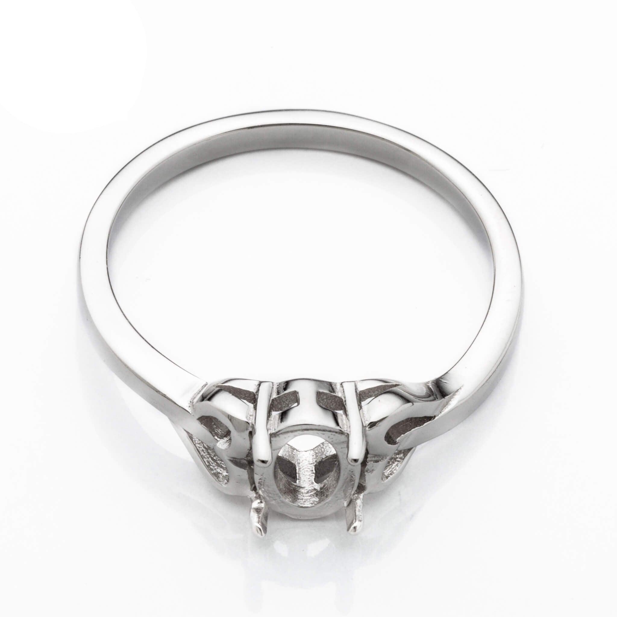 Heart Ring with Oval Prongs Mounting in Sterling Silver 5x7mm